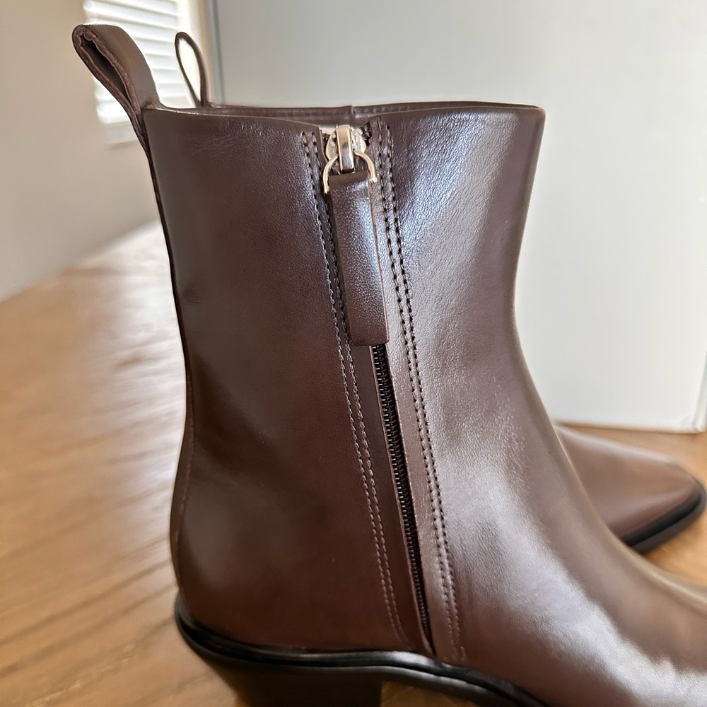 Everlane Brown Leather Heeled Ankle Boots - Picture 7 of 7